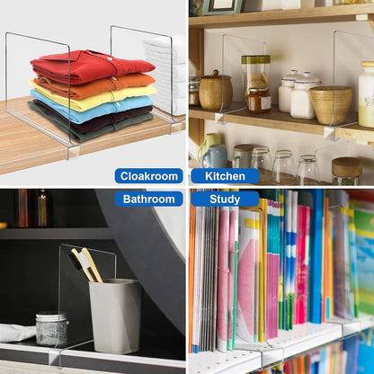 12 Inches Closet 6 Pack Closet [Extra Tall Version] Clear Shelf Dividers for Organization and Storage, Purse Organizer