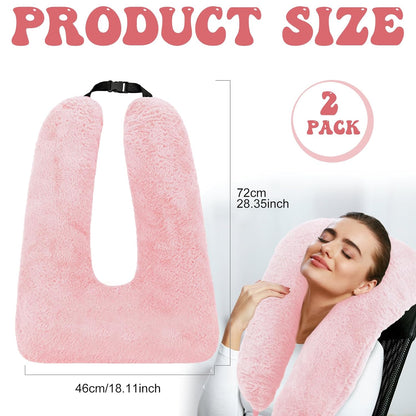 2 Hoteam Pcs Travel Pillow Car Sleeping Kid Neck U Shaped for The Back Seat Adults Children Head and Body Support Long