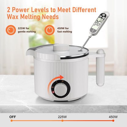 venpow Candle Wax Melter with Pour Spout, Candle Making Kit for Adult Beginners, 1.5L Large Capacity, for Making Candles and Soaps, Kit Includes Wax Melting Pot and Stirring Spoon - Grey