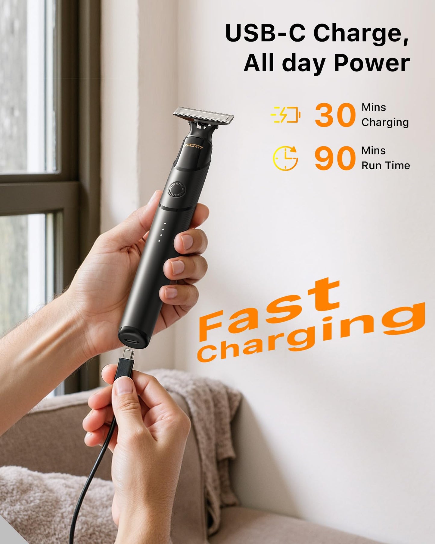[2025 Upgraded Beard & Body Hair Trimmer for Men [All-in-One] USB-C Fast Charging, Groin & Ball Hair Painless Electric Shaver, Travel Razors, Waterproof Wet/Dry Groomer, Black(Lite)