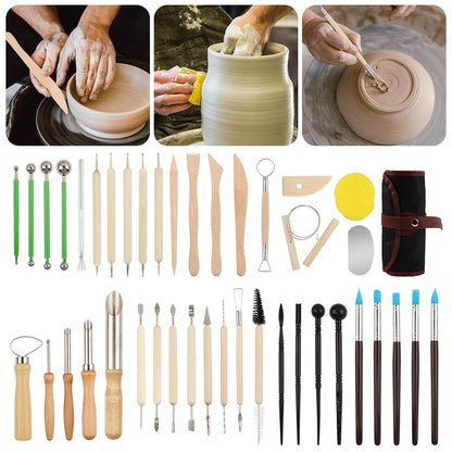 42PCS Clay Sculpting Tools Pottery Tools Kit, Clay Carving Tool Ceramic Tool for Sculpting for Beginners Professionals School Student Polymer ClayTool