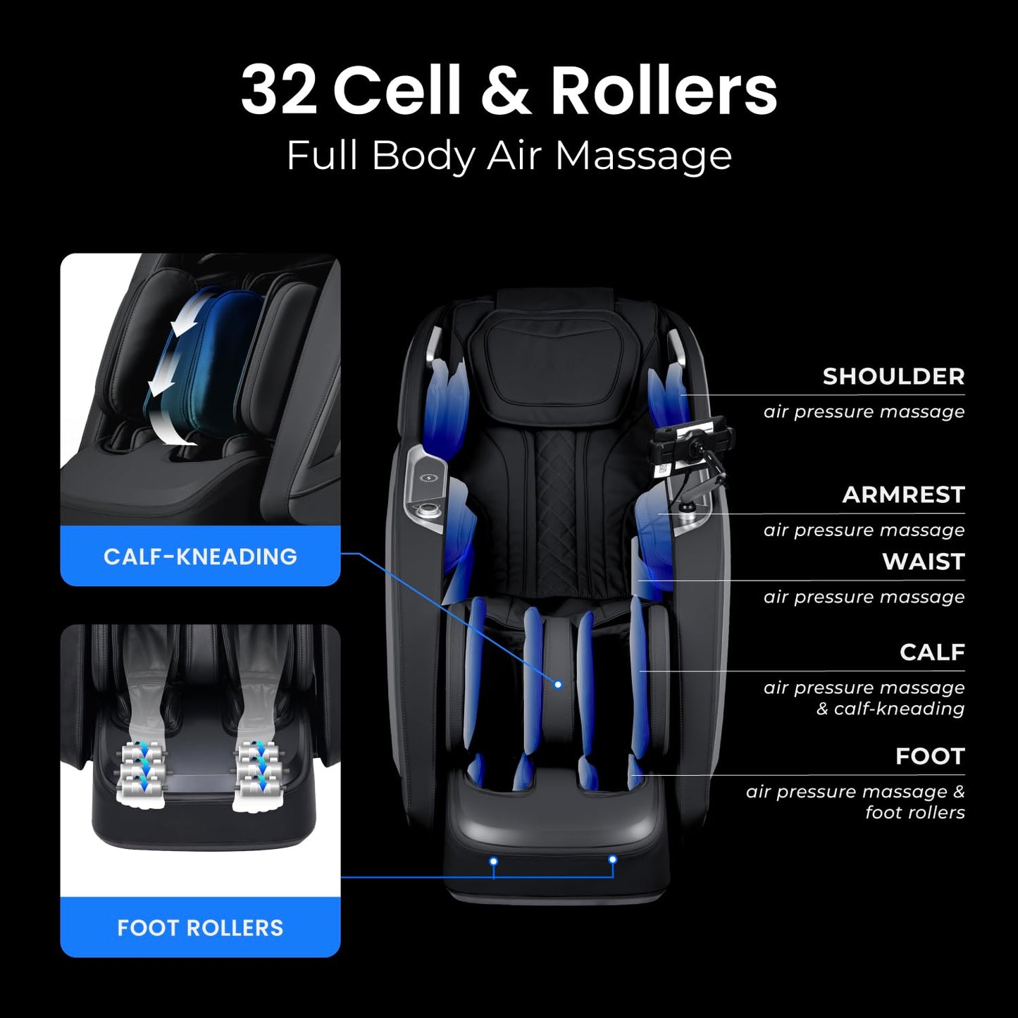 Osaki Vibe 4D l 4D Massage Mechanism l Automatic Body Scan l Deep Calf-Kneading l Space-Saving Technology l 3-Stage Zero Gravity l 32-Cell Full Body Air Massage