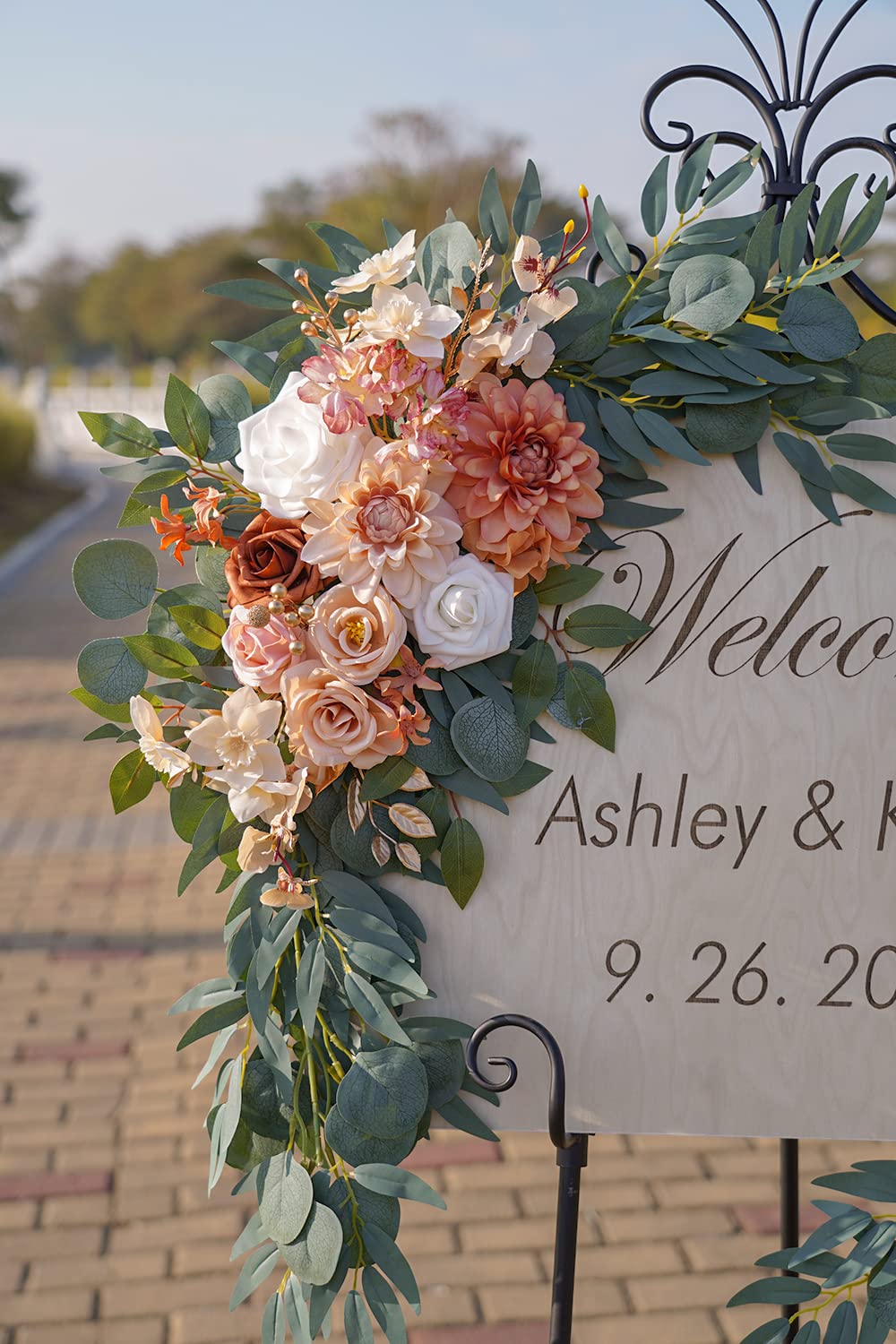 ponatia Wedding Arch Flowers (Pack of 2), Artificial Burnt Orange Flowers for Wedding Welcome Signs Decorations and Arch Flower for Weddings Ceremony Reception (Burnt Orange)