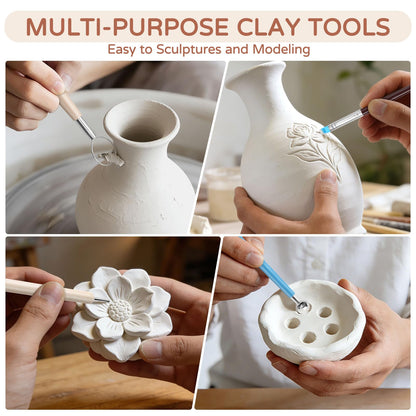 10LBs Natural Air Dry Clay Bulk, VIBRATITE All-Purpose Modeling Sculpting Pottery Clay with 40Pcs Pottery Tools Kit for Beginners and Professional (White)
