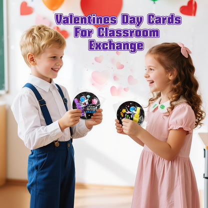 SpringFlower Valentines Day Gifts for Kids, 28 Pack Valentines Day Cards for Kids School with LED Finger Lights Toys, Valentines Day Gards for Classroom Exchange, Party Favors Prizes for Kids