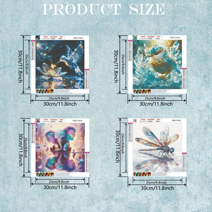 SHLUHA 4 Pack Diamond Painting Kits for Adults 5D Diamond Art Kits for Beginners Round Full Drill Arts&Crafts Gem Art by Number Home Wall Decor Gift 12x16 Inches