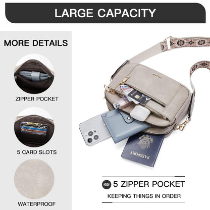 Telena Small Crossbody Bags For Women Vegan Leather Crossbody Purse With Adjustable Wide Strap For Daily Life