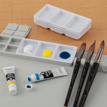 Creative Mark AquaMat Non-Slip Silicone Paint Mat - 23-3/8" x 21-3/8" - 5 Paint Cup Liners & 5 Palette Inserts for Artists, Painters & Crafters, Waterproof Surface Protection Rolls Up for Storage