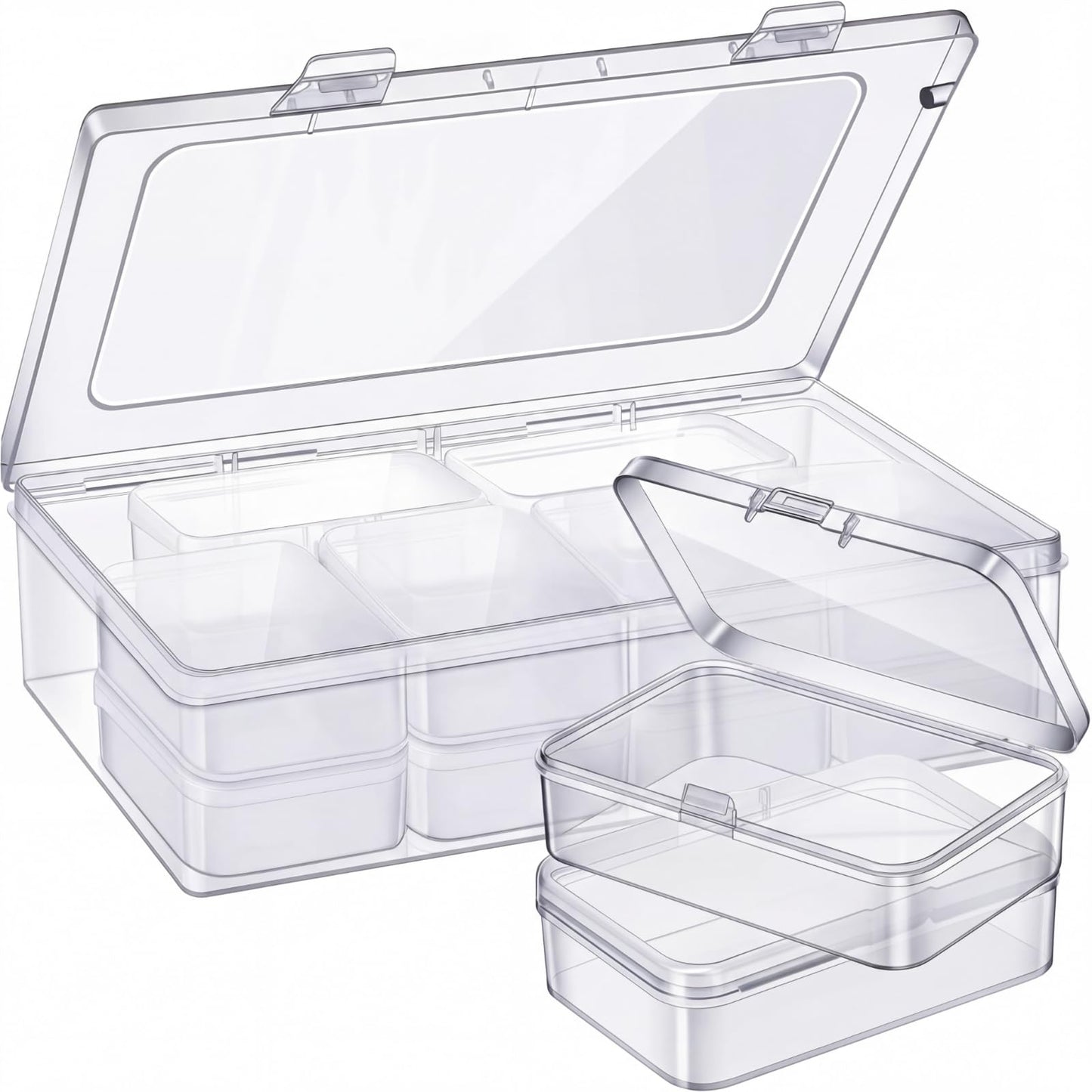 Blulu 13 Pieces Small Bead Organizers Plastic Bead Storage Containers with Lids Mini Clear Storage Cases Transparent Craft Boxes for Jewelry Diamonds DIY Art Craft Accessory(3.3 x 2.2 x 1 Inch)