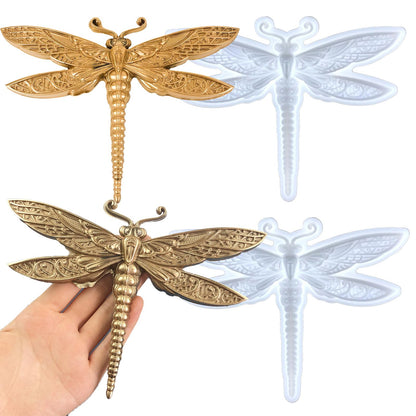 2PCS Dragonfly Silicone Mold Large Epoxy Resin Dragonfly Shape Molds 3D Unique Animal Pendant Wall Hanging Mould Resin Accessories Insect Series Chocolate Cake Fondant Decorating Silicone Mold