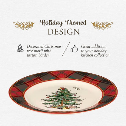 Spode – Christmas Tree – Christmas Tree Tartan Salad Plate - Set of 4