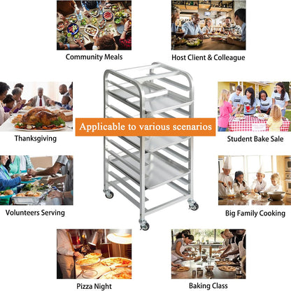 Zocgioe Bun Pan Rack, 10/20-Tier Commercial Bakery Racks with Brake Wheels, Bakery Rack, Aluminum Racking Trolley Storage, for Kitchen, Restaurant, Cafeteria, Pizzeria,20Tier