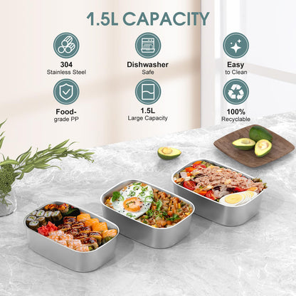 Electric Lunch Box Food Heater, 3 in 1 Ultra Quick Heated Lunch Boxes for Adults, 12V/24V/110V Portable Food Warmer for Car/Truck/Office With Fork Spoon and Insulated Carry Bag
