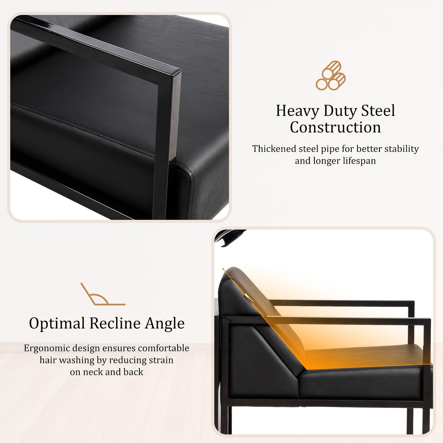 OmySalon Salon Shampoo Bowl and Chair, Hair Washing Station w/Tilting Sink & Storage Cabinet, Backwash Barber Chair for Barbershop Beauty Spa Massage Hairdressing