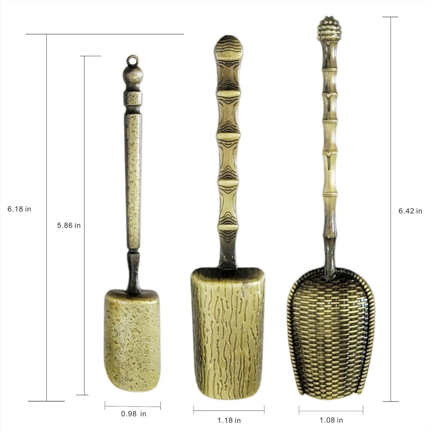 Tea Scoop Vintage Spoons Long Handle Measuring Spoon for Loose Tea, Coffee, Herb, Set of 3