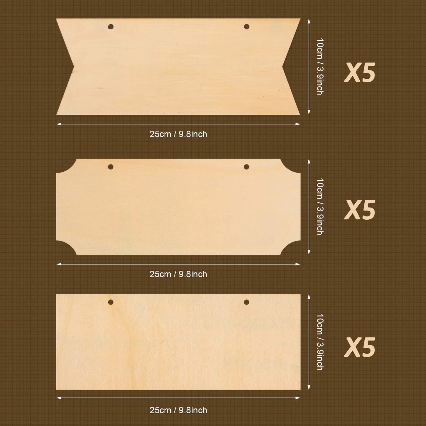 15 Pieces Unfinished Hanging Wood Sign Rectangle Blank Hanging Decorative Wood Plaque Wooden Slices Banners with Ropes for Pyrography Painting Writing DIY Home Crafts Supplies