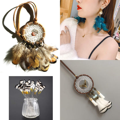 MWOOT 6 Styles Assorted Crafts Feathers, 120Pcs DIY Dreamcatcher Crafts Art Decor Feathers, DIY Earring Wings Carnival Party Mask Activities Project Accessories Small Feather - Mixed Green White Brown