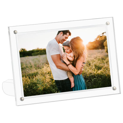 CECOLIC 6x8 Acrylic Photo Frame, Clear Acrylic Magnetic Picture Frames, Double Sided Magnetic Photos Frames for Tabletop Display, Postcard Display Frame for Family Friends Photos (1 Pack)