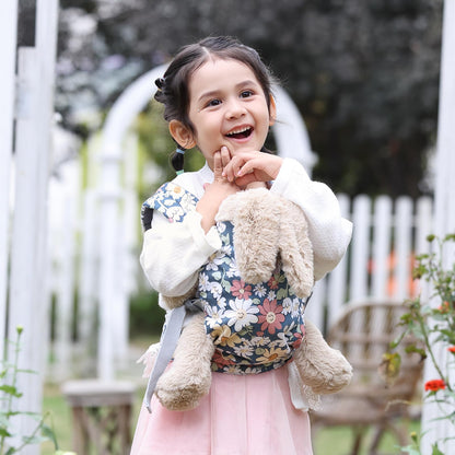 GAGAKU Baby Doll Carrier - Kids Toy with Adjustable Straps for Stuffed Animal Dolls - Gray - Smiling Daisies