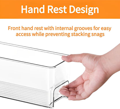 14.8'' 2 Pack vacane Long Breastmilk Storage Container, Clear Narrow Fridge Organizer Refrigerator Bin with Handles