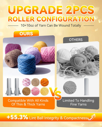 5.0 Upgraded Electric Yarn Winder【Top1 RPM German Motor】【SGS-Grade Precision Gears】 Wool Yarn Ball Winder Compact Automatic for Crocheting Super Strong Tension, Ideal for Home and Studio (Gray White)