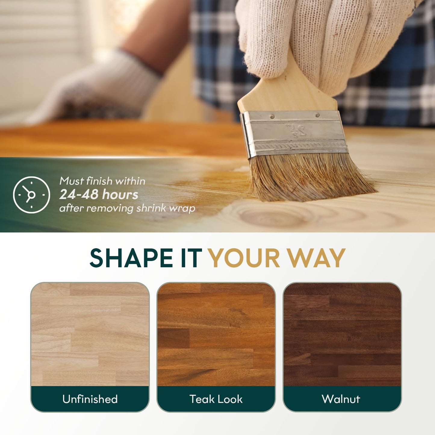 Bme Hevea Solid Wood Butcher Block Countertop, Wood Table Top, Butcher Block Desk Table Top for DIY Kitchen Island, Washer Dryer, or Workstation – Walnut - Finished - 60" L x 30" W x 1.5" Th