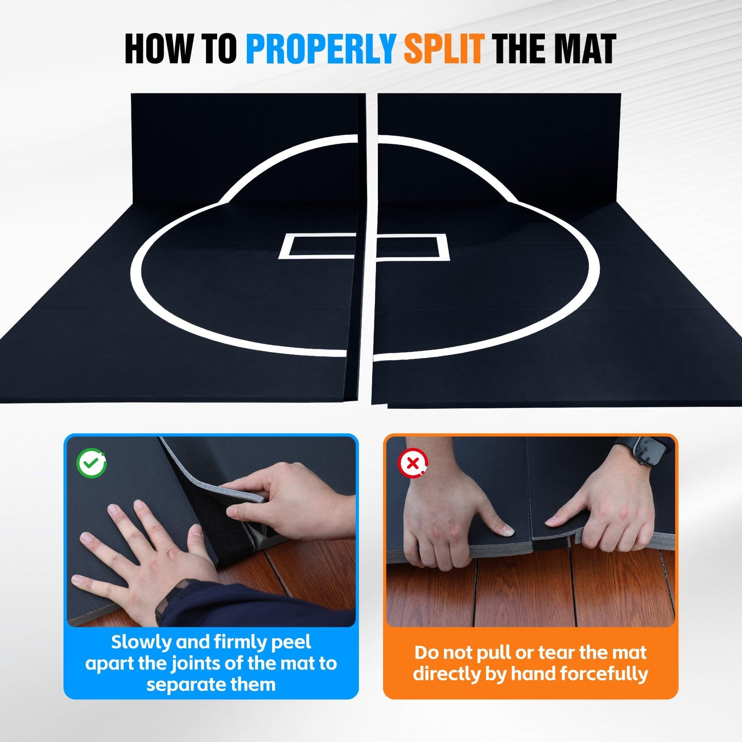 Wrestling Mat for Home Gym, BJJ Jiu Jitsu Wrestling Mats with Thick Foam Padding, Roll Out Martial Arts Training Mat for MMA, Judo, Grappling & Boxing Practice, 10' x 10' / 10' x 6.5' (10ft * 6.5ft * 1.2in)