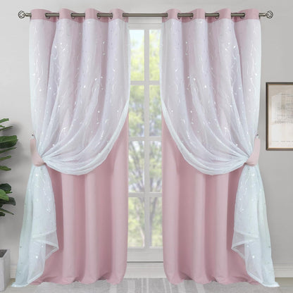2 84 Inches 52 84 Inch BGment Baby Pink Blackout Curtains Panels for Girls Bedroom, Nursery Curtains Long Silver