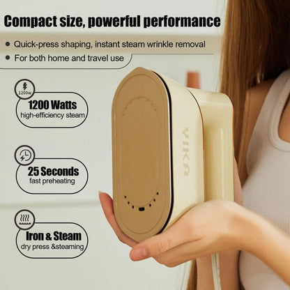 YIKA Steamer for Clothes, Handheld 2-in-1 Garment Steam Iron, 25s Heat Up, Ceramic Soleplate, Dry Pressing & Steaming Fabric Wrinkle Remover for Clothing, Upholstery and All Fabrics