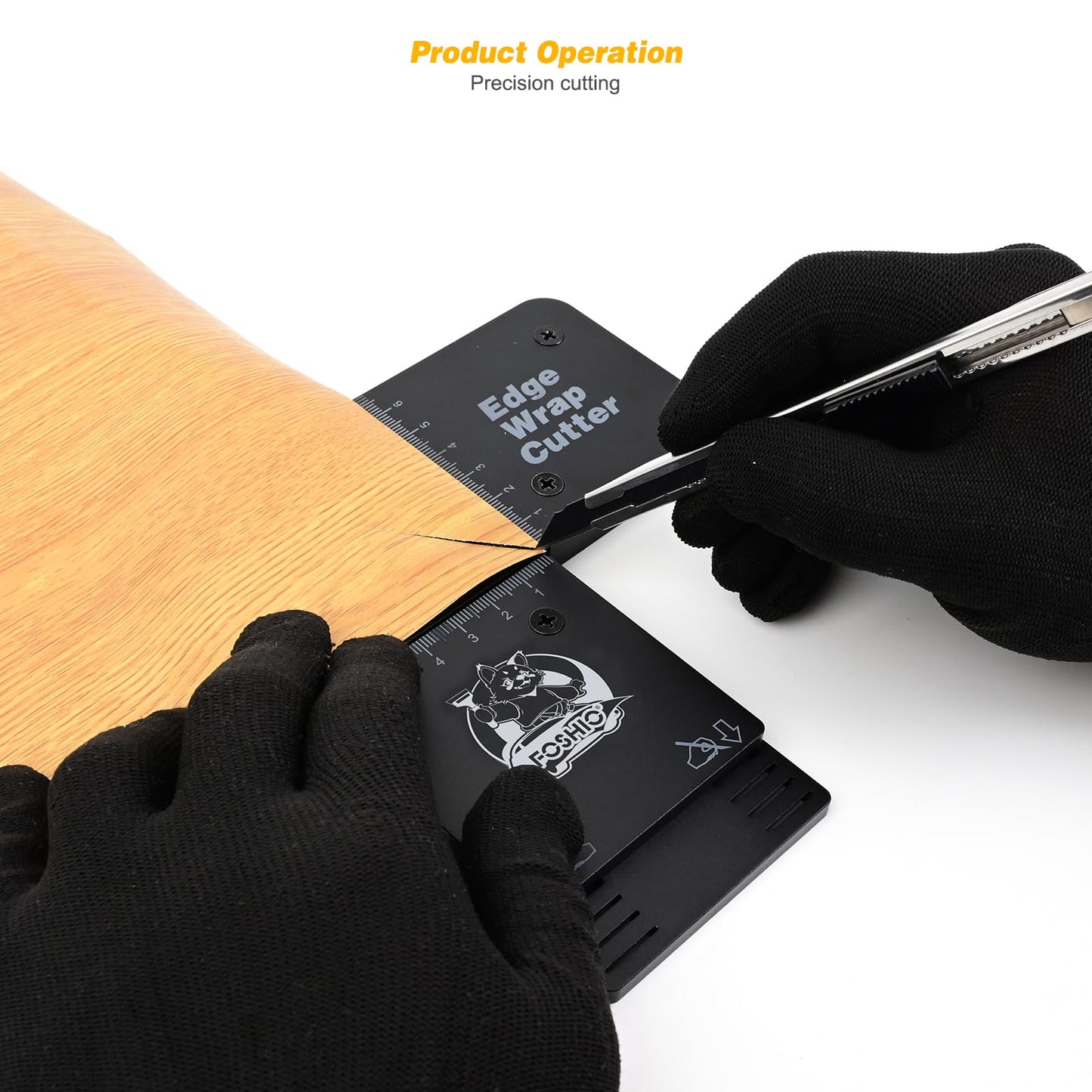 FOSHIO Aluminum Edge Wrap Cutting Template Tool, Template Ruler Drafting Tools for Furniture Wrapping, Gift Wrapping, Wallpaper, Vinyl Wrapping. Window Film Application Cutting Guide Tools