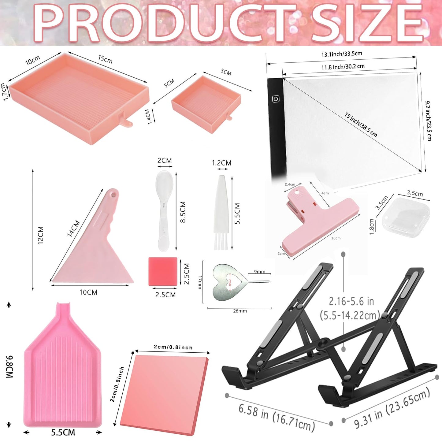 XEUZK All-Inclusive Diamond Art Accessories Kit with A4 Diamond Painting Light Pad Kit, Light Board for Painting Accessories, Bead Organizers & 5D Painting Tools Set for Full Drill & Partial Drill Art