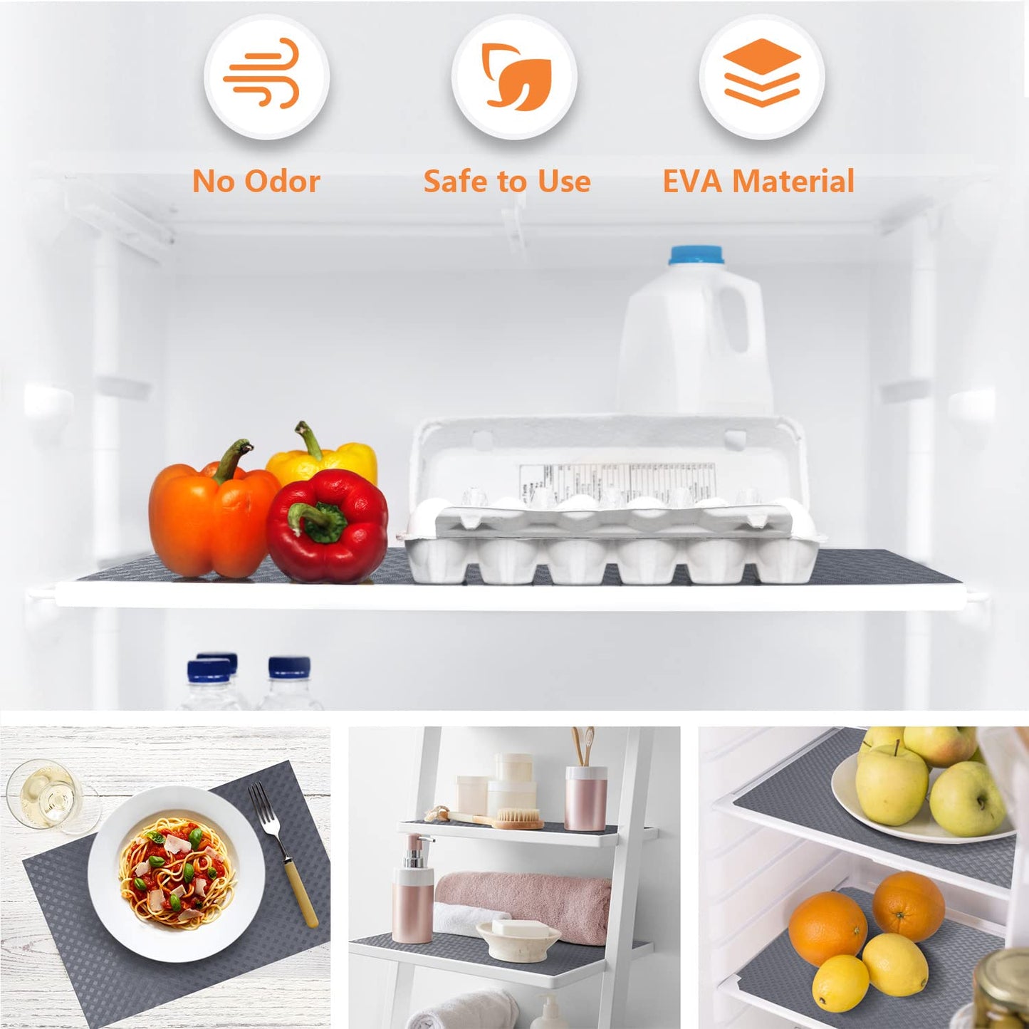 StaHom Shelf Liners for Kitchen Cabinets, Waterproof and Oil-Proof Kitchen Cupboard Liner, Refrigerator Liners and Plastic Drawer Mats EVA Non Adhesive Shelves, Fridge - Gray 11.8 x 118 Inches