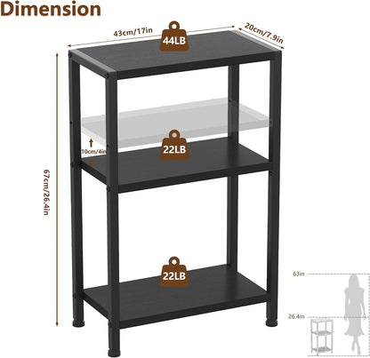 26.4" HET006BK1 Heybly Small Narrow Side Table for Small Space, Thin Bedside Table, Skinny End Table, Slim Sofa Table