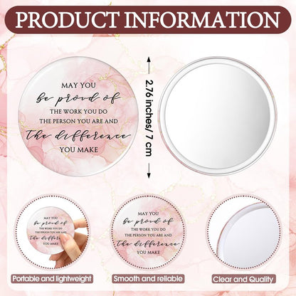 Cinnvoice 25 Sets Pink Mother's Day Mirror Gifts Inspirational Mini Compact Mirror Bulk for Women Small Round Pocket Makeup Gifts for Graduation Secretary Teacher Nurse (May You)