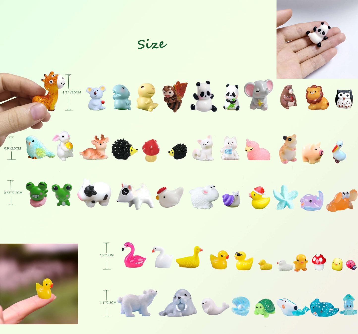 CasaTena Mini Resin Animals Figures Set 100 Pieces Mystery Blind Bag for Dollhouse Miniature Garden Decor - Slime Charm for Craft - Tiny Resin Animal