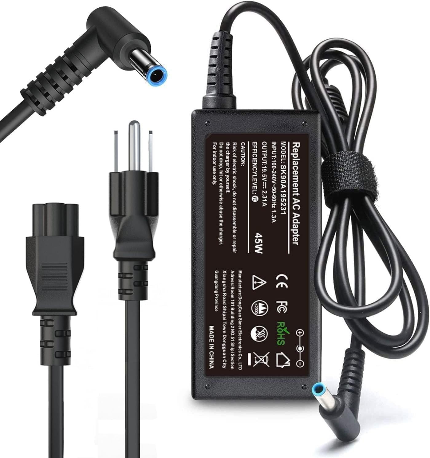 45W Charger Compatible with HP Laptop Charger, Blue Tip, Pavilion x360 11 13 15, Zbook 14u G4 G5 15u 15 G3, Notebook 15, Stream 13 11 14 AC Adapter with Power Cord