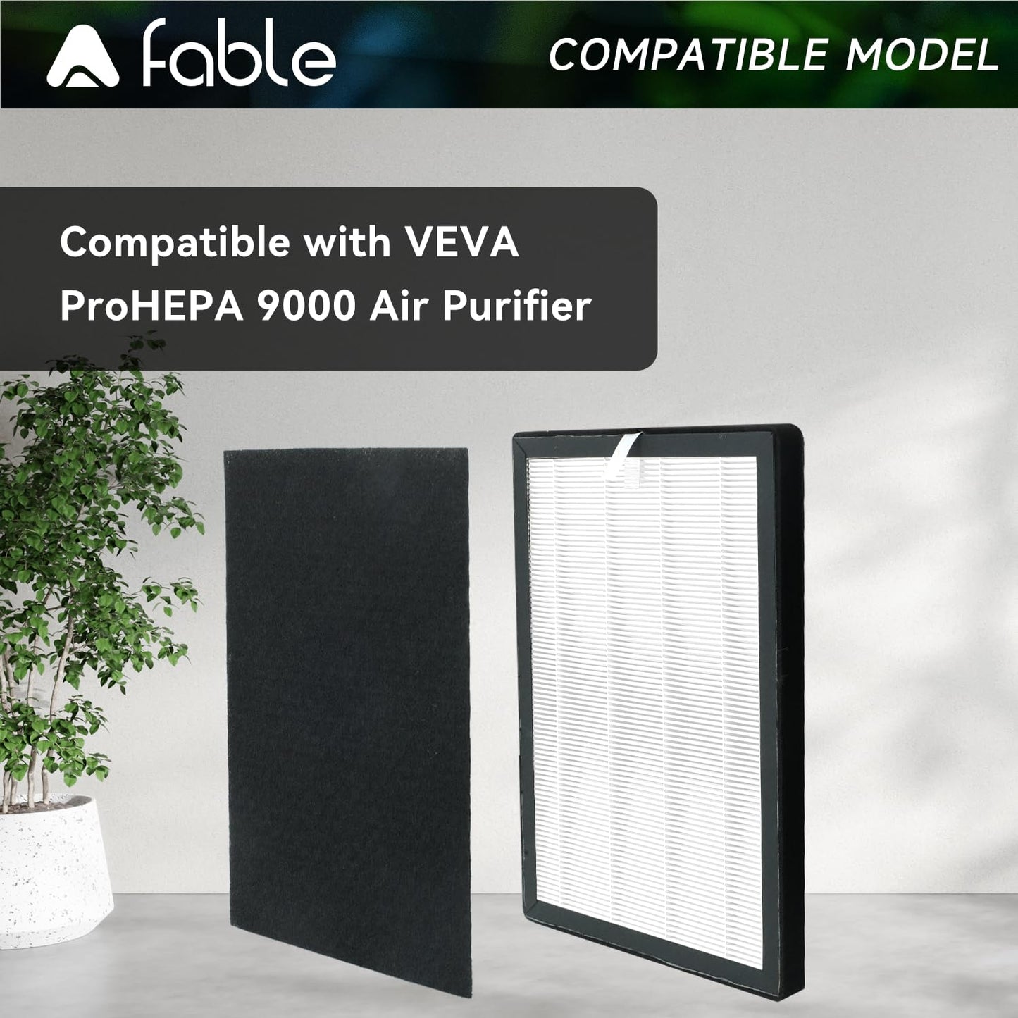 A Fable ProHEPA 9000 Replacement Filters 3 Pack Including 6 Carbon Pre Filters Compatible with Veva Pro 9000 Air Purifiers
