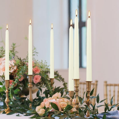 36 Pack Ivory Taper Candles 10 inch(H) Dripless, Smokeless & Unscented - Long Burning Time - Hand Poured Tall Candlesticks - Ideal for Restaurant,Weddings, Dinner Parties, and Home Decor