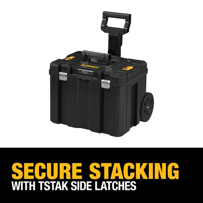 DEWALT Tool Box with Wheels Modular, Large Rolling Tool Box With Telescopic Handle, Portable Carrier Deep Stackable TSTAK Storage (DWST17820)