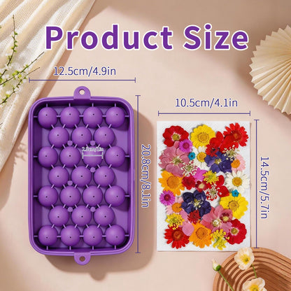 DIY Soap Making Kit, Silicone Grape Soap Mold with Cotton Rope, Dried Flowers & Tweezers, Exquisite Mold for Handmade Grape Soap Making Gift & Home Decor