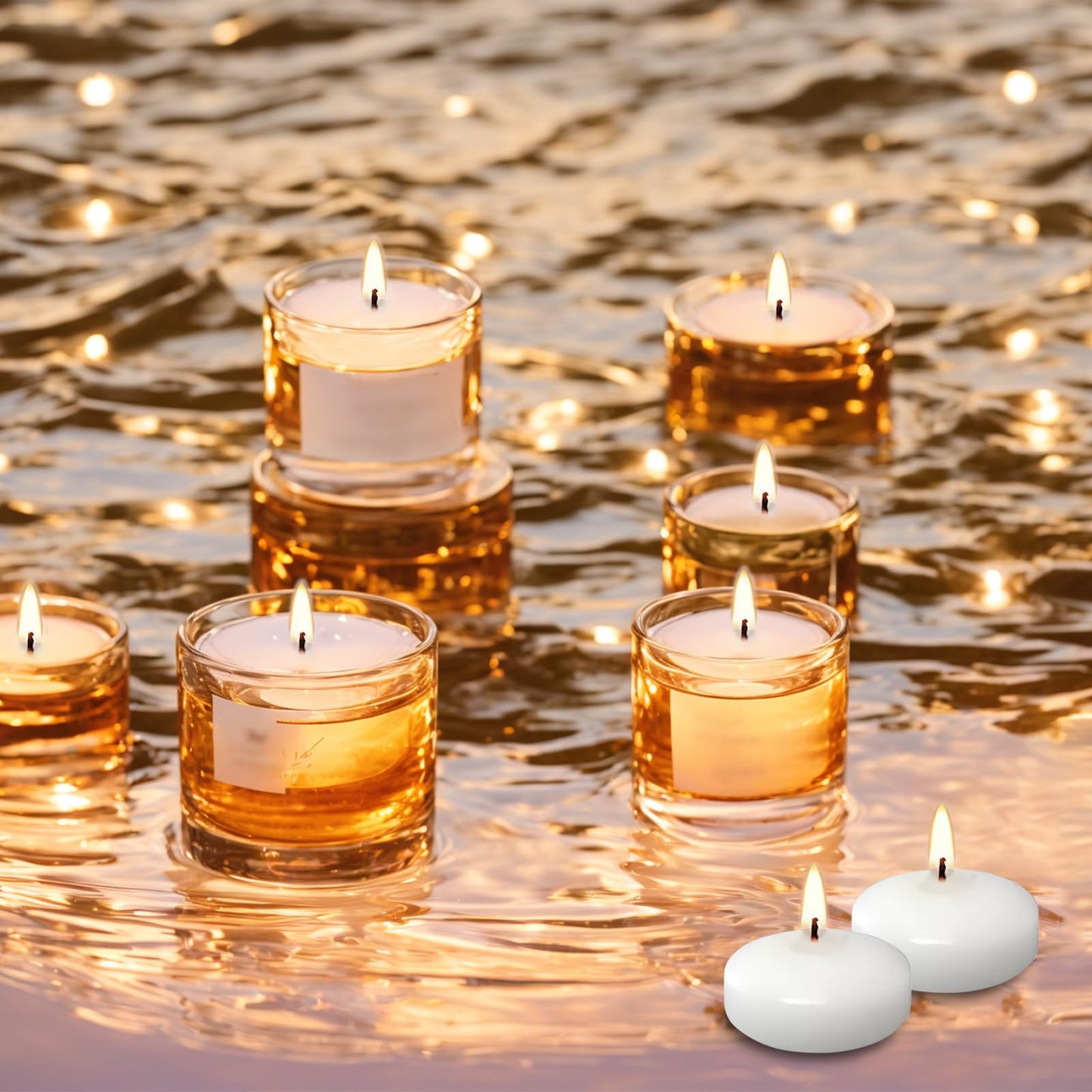 White Red Floating Candles 2 inch, 6 Pack Floating Candles 5-6 Hours Burning, Unscented Floating Candles for Centerpieces for Proposal Decorations, Romantic Night Set (6 Pack, red + White, 2 inch)
