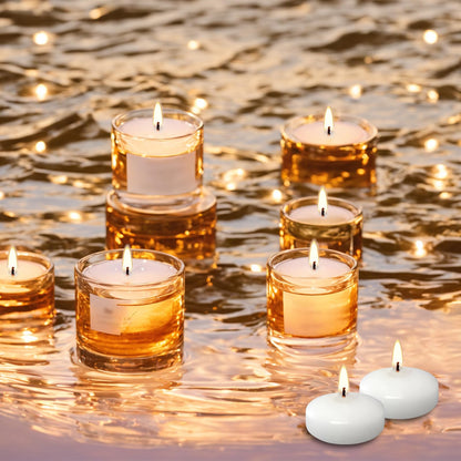 White Red Floating Candles 2 inch, 6 Pack Floating Candles 5-6 Hours Burning, Unscented Floating Candles for Centerpieces for Proposal Decorations, Romantic Night Set (6 Pack, red + White, 2 inch)