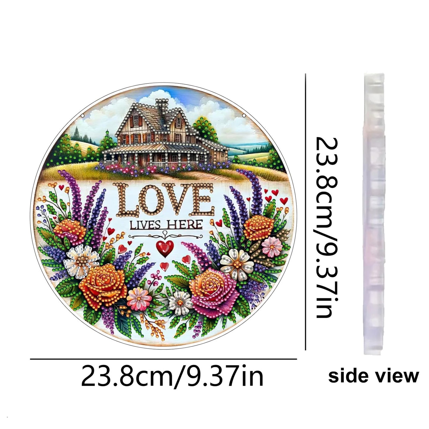 5D Diamond Painting Kit for Adults, DIY Hanging Flower Suncatcher Pendant - Crystal Rhinestone Art with Gift Box, Home Window Ornament, Double Sided (Flower House)