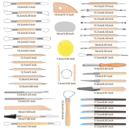 Tovotum 57PCS Pottery Sculpting Tools Ceramic Clay Carving Tools Set for Beginners Expert Art Crafts Pottery Clay Tool