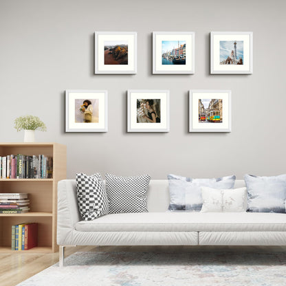 Frametory 12x12 White Picture Frame, Display Pictures 8x8 with Mat or 12 by 12 Without Mat, Square Wall Frame for Print and Diamond Painting - Wide Molding (12x12, White)