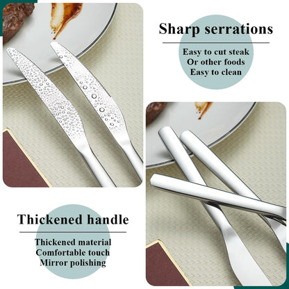 Dinner Knives Set of 12 Pieces, Stainless Steel Butter and Table Knives, Flatware Silverware Set, Dishwasher Safe
