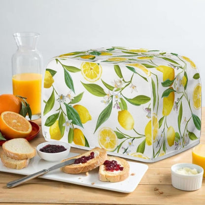Lemon 2 Slice Toaster Covers - Lightweight Polyester Kitchen Appliance Organizer Bag with Top Hook, Multicolor