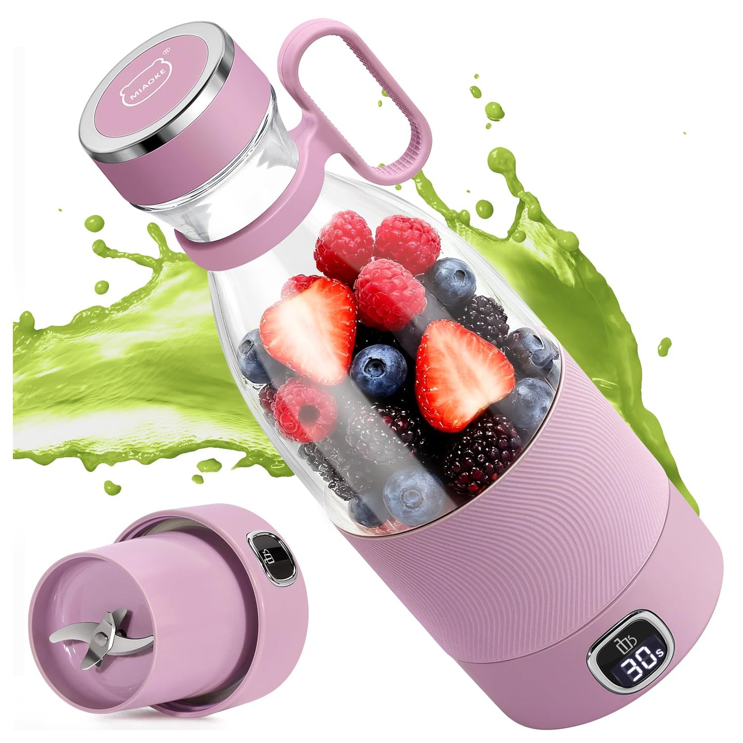 MIAOKE Portable Blender,Fashion Portable Blender for Shakes and Smoothies 11.8 Oz,Magnetic USB Fast Charging Mini Mixer Bottle,Take It for Traveling, Outdoor, Gym, Office, Cars, Gift -PK