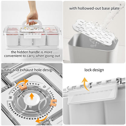 Bivpreom Snackle Box Container With Ice Pack，Chilled Serving Tray，Snackle Box With Ice Pack & Lid & 8 Compartments