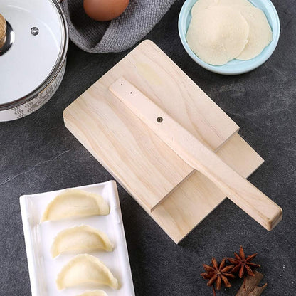 Hemoton Wood Tortilla Press, Dough Dumpling Skin Maker for Chapati, Roti, Taco, Kitchen Gadget Accessories, Beige